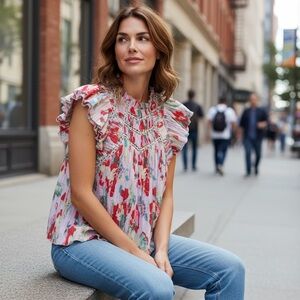 Sea New York Multicolor Floral Ruffle Blouse